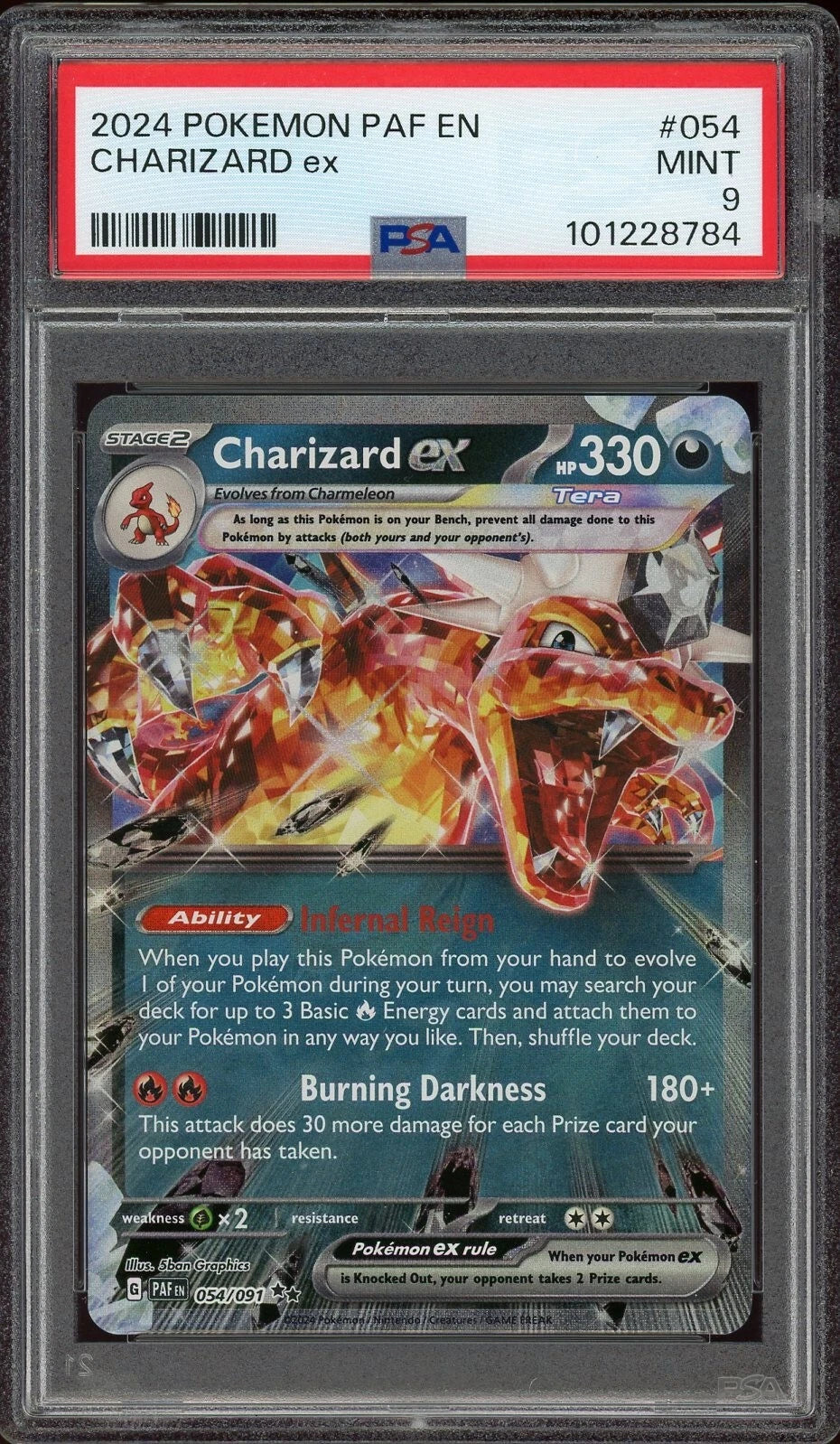 2024 Pokemon PAF EN #054 Charizard ex PSA 9 Mint