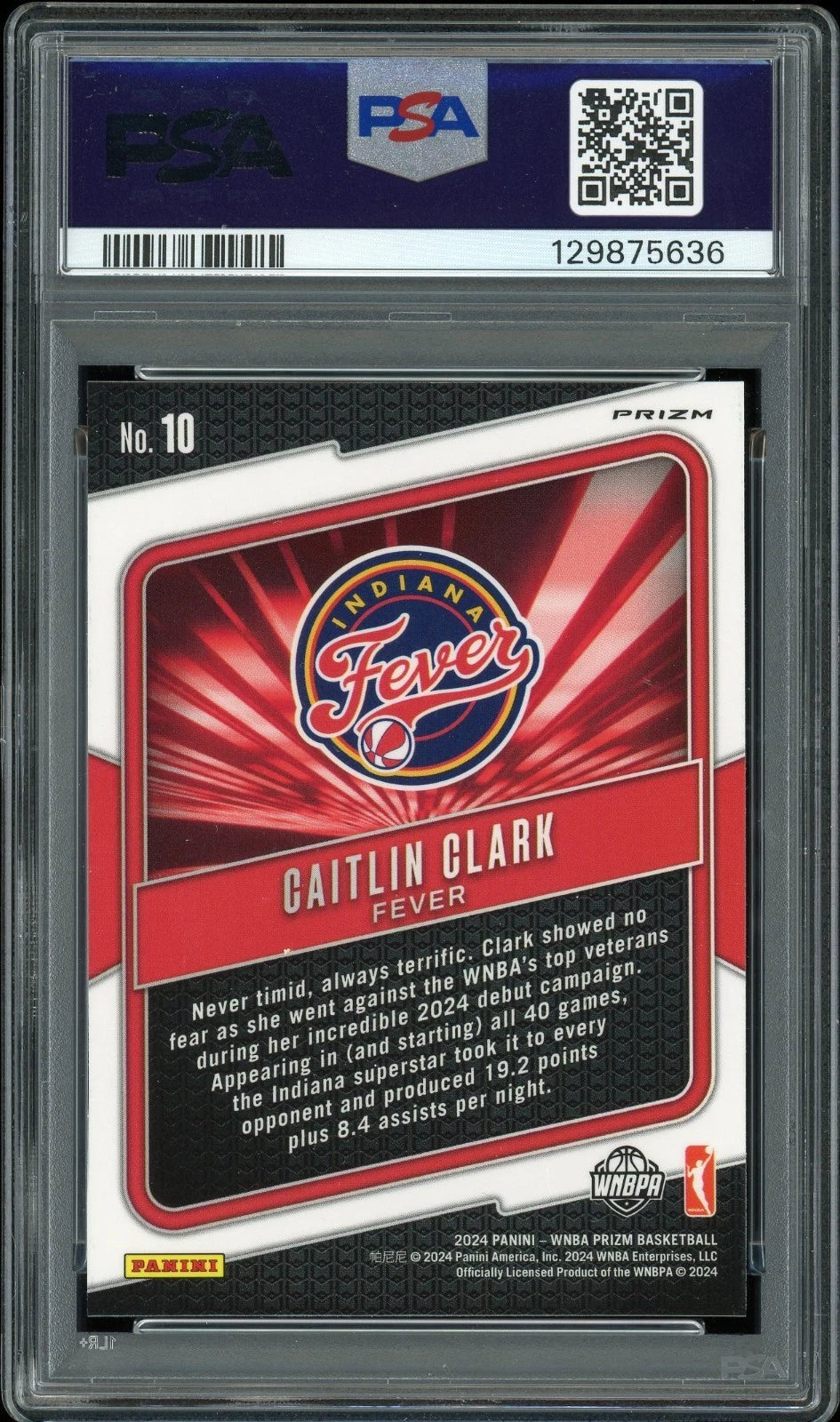2024 Prizm WNBA #10 Caitlin Clark Fearless Green Prizm PSA 10 GEM MT