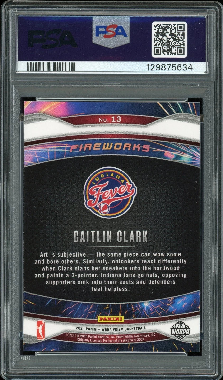 2024 Prizm WNBA #13 Caitlin Clark Fireworks PSA 10