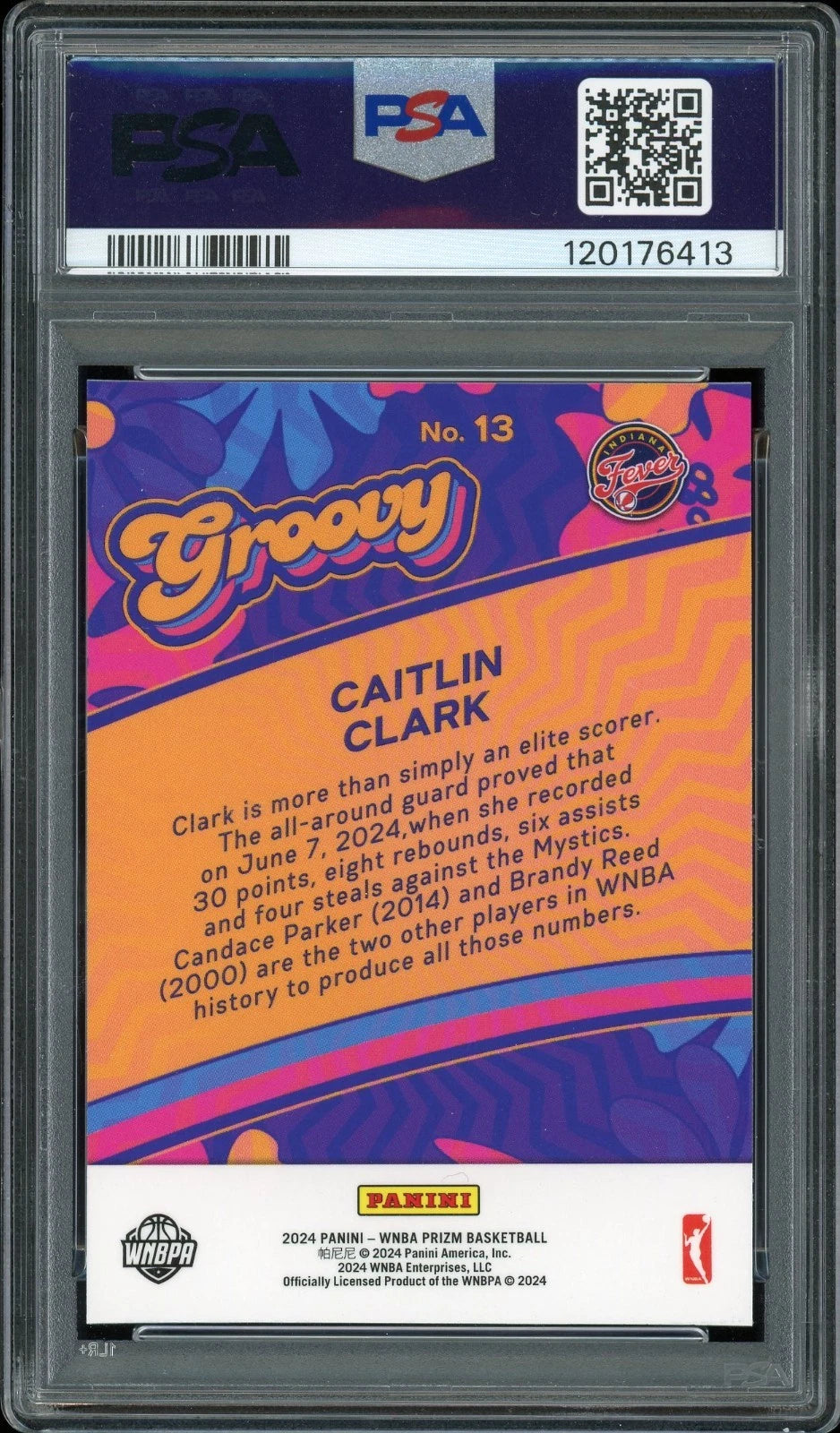 2024 Prizm WNBA #13 Caitlin Clark Groovy PSA 9 Mint