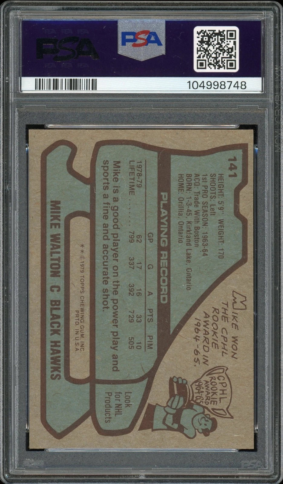 1979 Topps #141 Mike Walton PSA 8 NM-MT