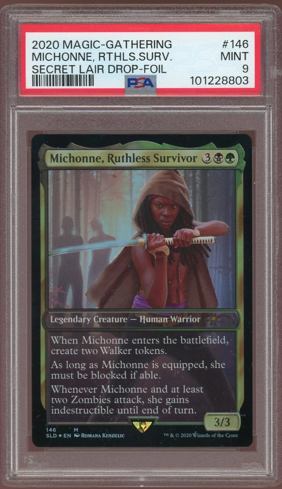 2020 Secret Lair Drop #146 Michonne, Ruthless Survivor Foil PSA 9 Mint