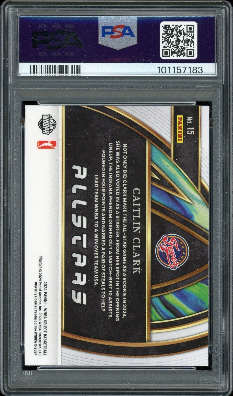 2024 Select WNBA #15 Caitlin Clark All-Stars PSA 9 Mint