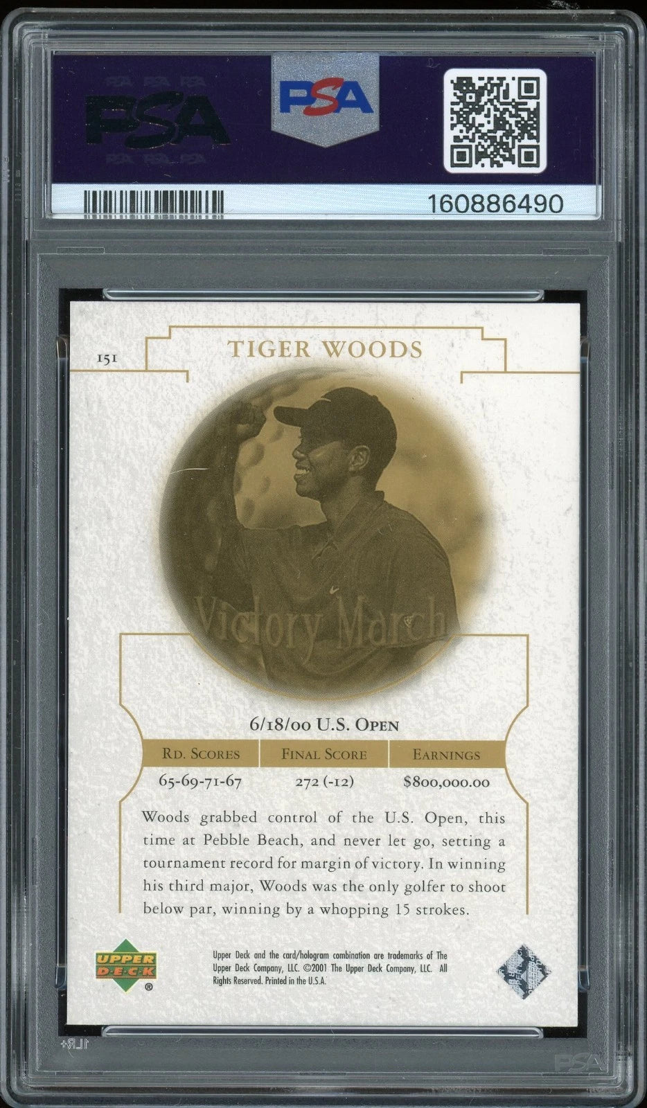 2001 Upper Deck Golf #151 Tiger Woods PSA 10 GEM MT
