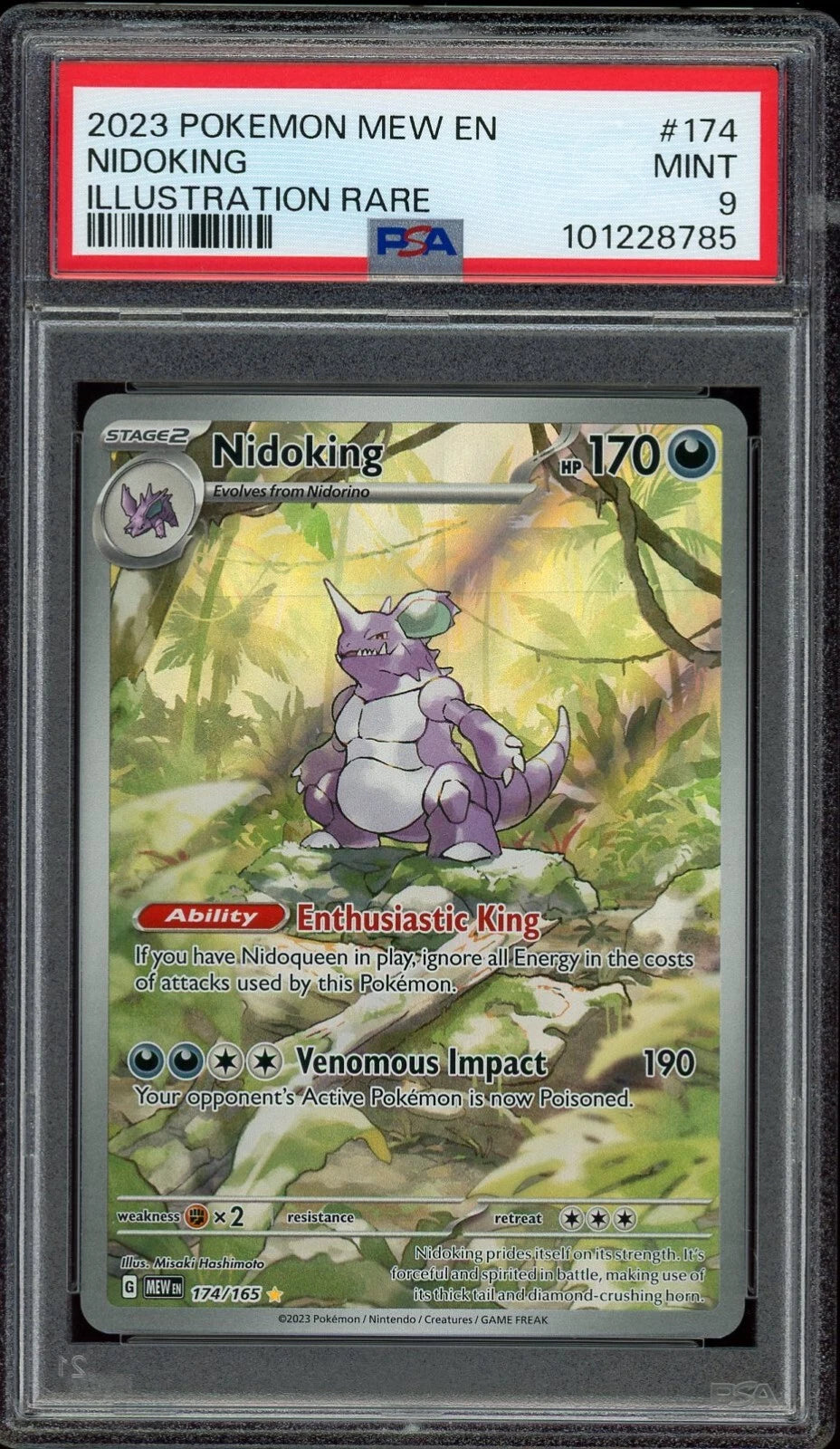 2023 Pokemon Mew EN #174 Nidoking Illustration Rare PSA 9 Mint