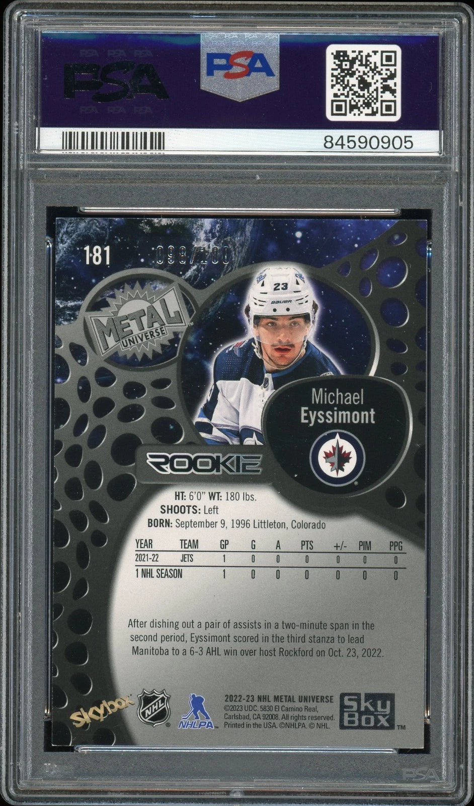 2022 Metal Universe #181 Michael Eyssimont Red Precious Metal Gems PSA 9 Mint