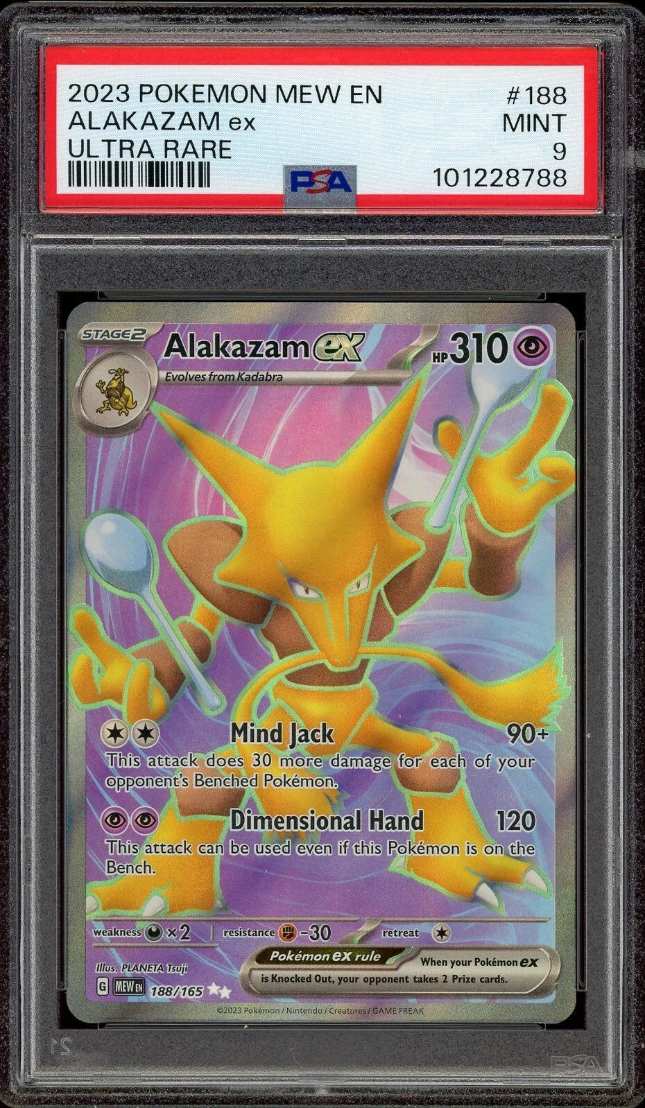 2023 Pokemon Mew EN #188 Alakazam ex Ultra Rare PSA 9 Mint