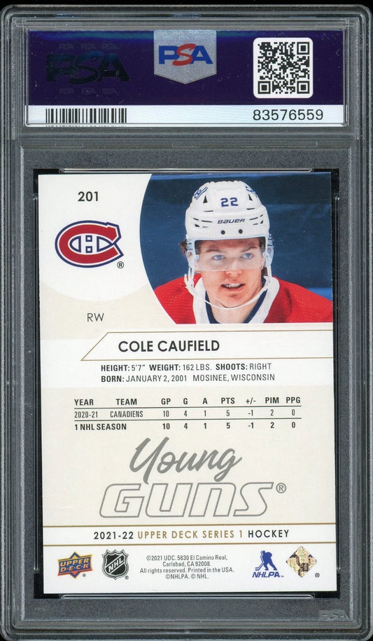 2021 Upper Deck #201 Cole Caufield Silver Foil PSA 9 Mint