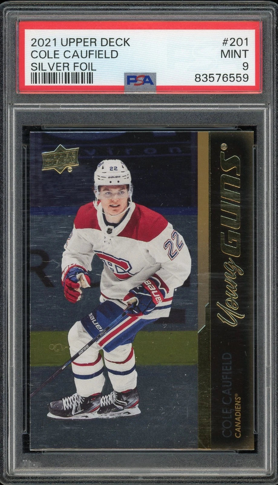 2021 Upper Deck #201 Cole Caufield Silver Foil PSA 9 Mint