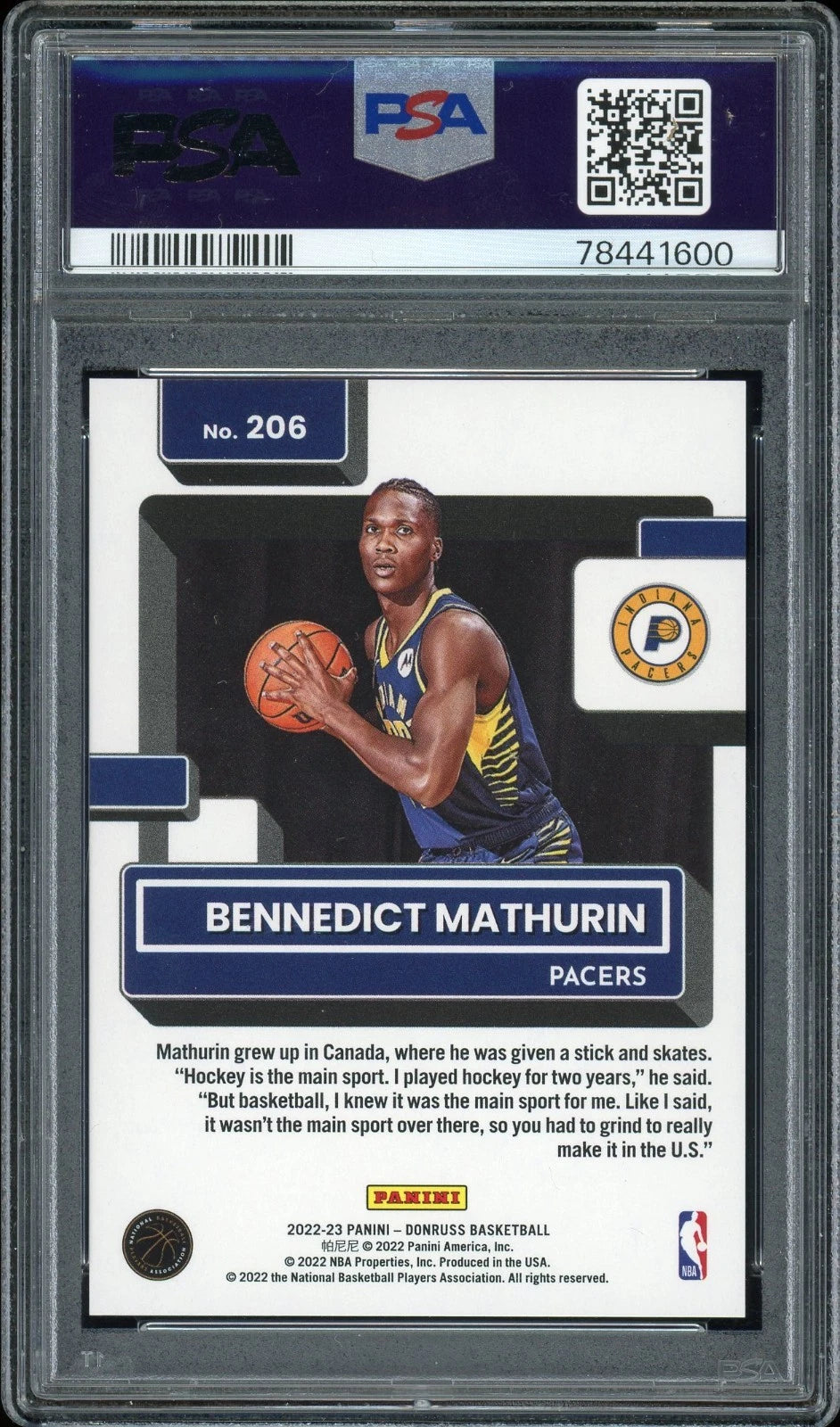 2022 Donruss #206 Bennedict Mathurin Red Holo Laser PSA 10