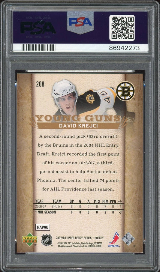 2007 Upper Deck #208 David Krejci PSA 9 Mint