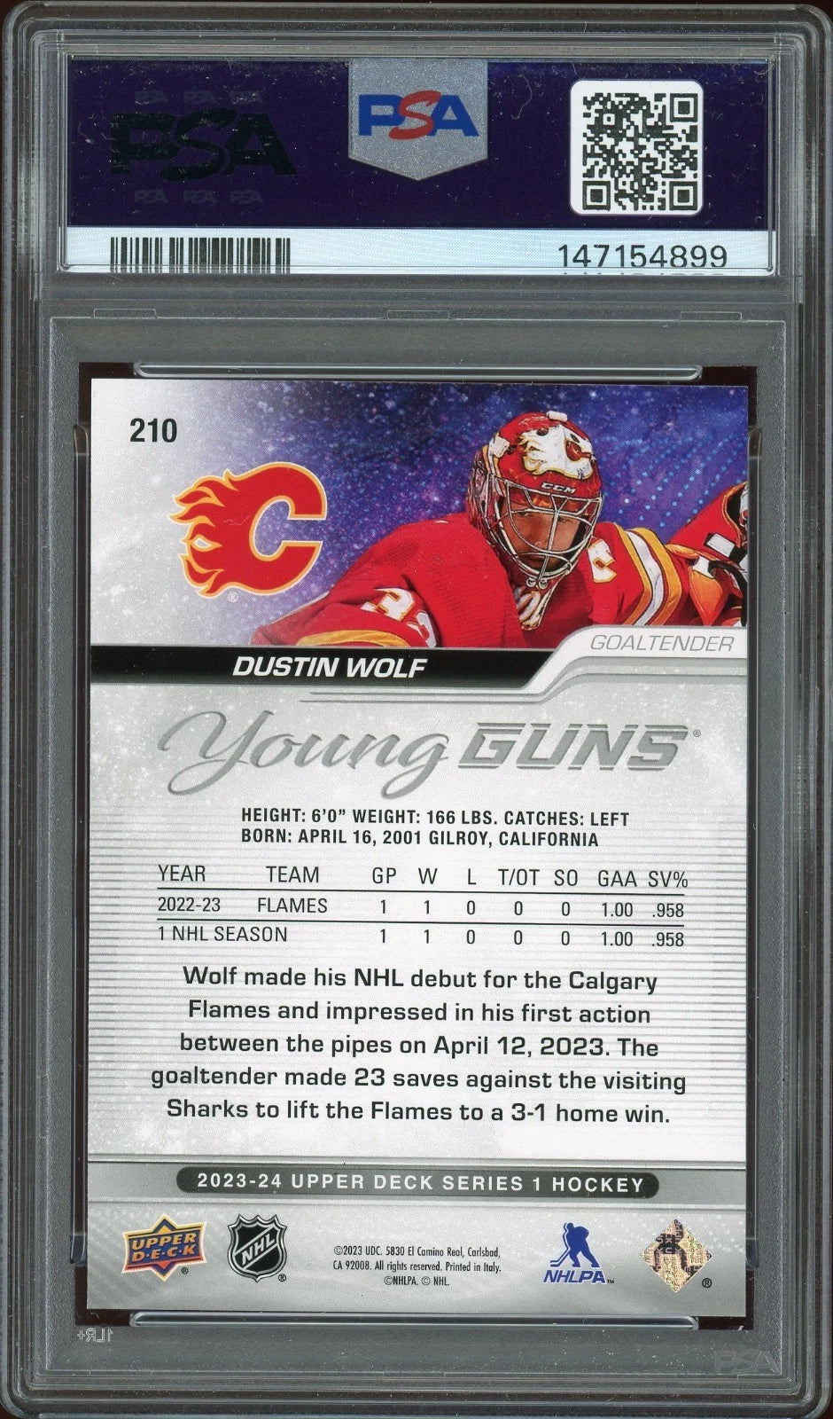 2023 Upper Deck #210 Dustin Wolf PSA 8 NM-MT