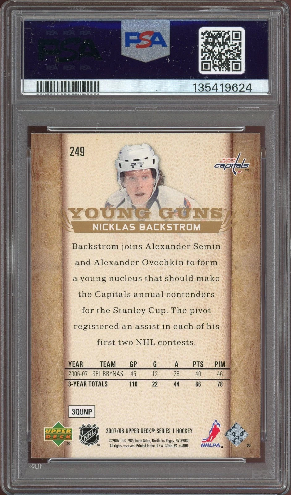 2007 Upper Deck #249 Nicklas Backstrom PSA 7 NM