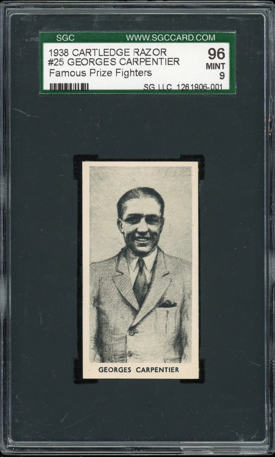 1938 F.C. Cartledge #25 Georges Carpentier Famous Prize Fighters SGC 9 Mint