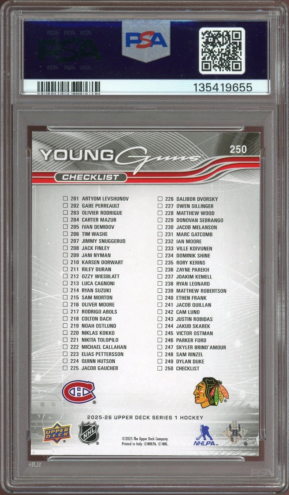 2025 Upper Deck #250 Demidov / Levshunov PSA 9 Mint
