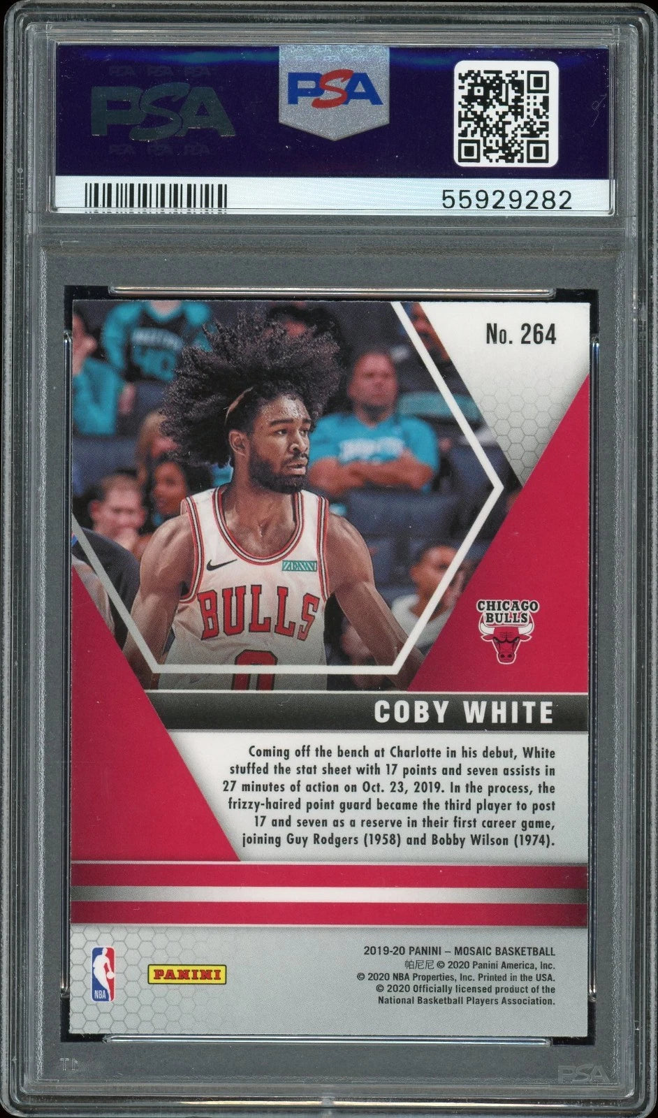 2019 Panini Mosaic #264 Coby White PSA 9 Mint
