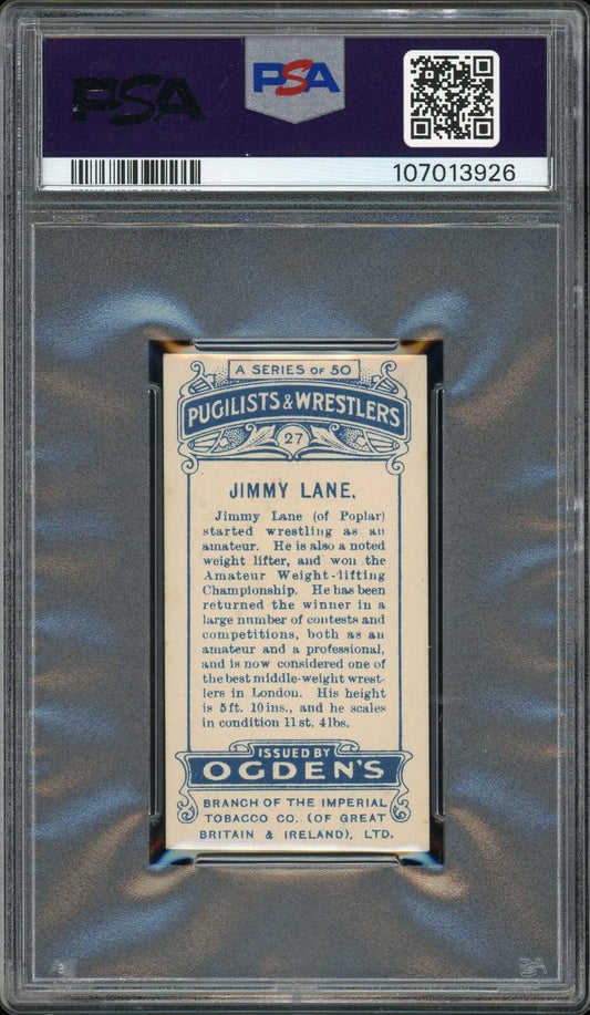 1908 Ogden's LTD #27 Jimmy Lane Pugilists & Wrestlers Cream Back PSA 3 VG