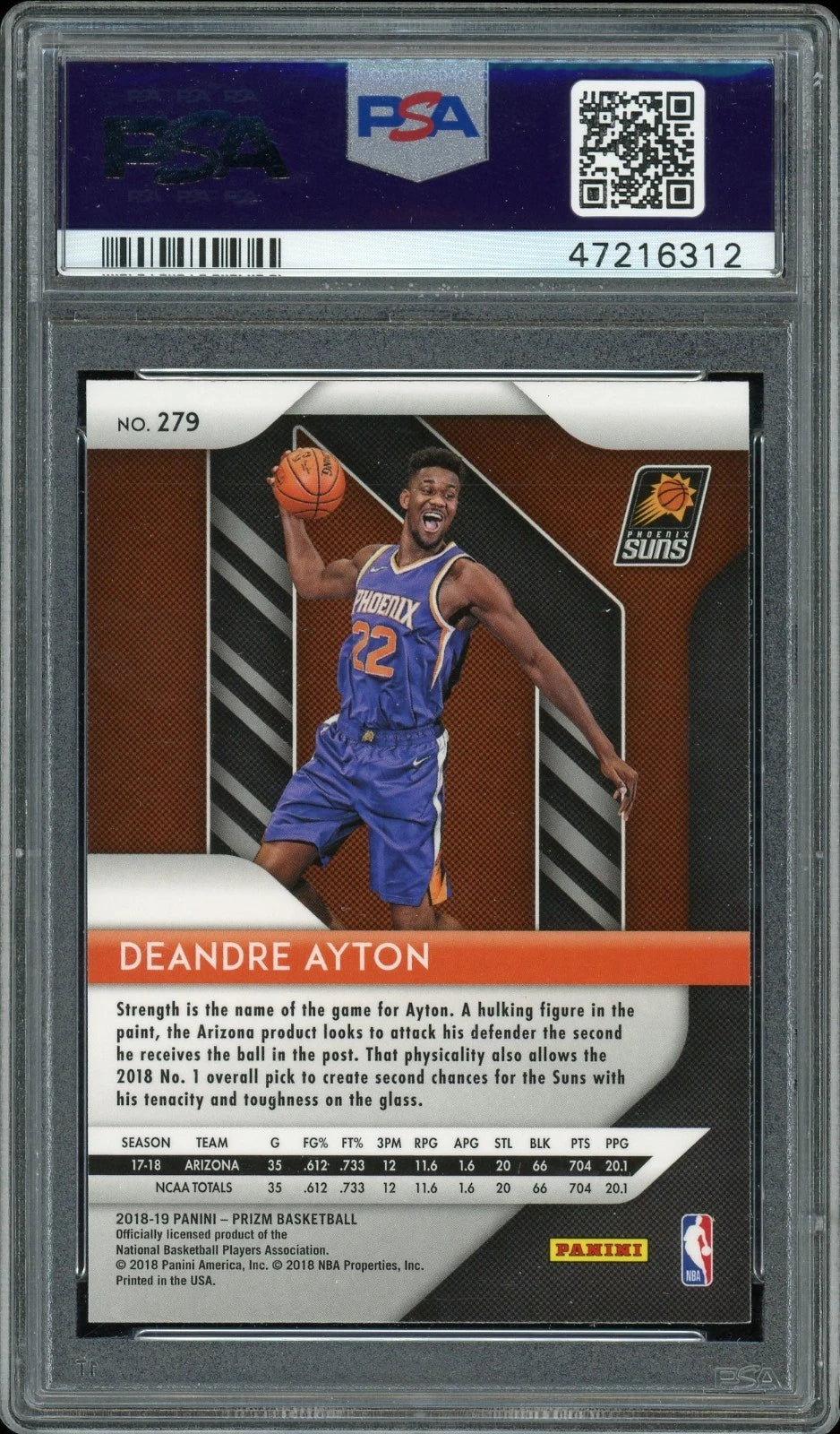 2018 Panini Prizm #279 DeAndre Ayton PSA 9 Mint