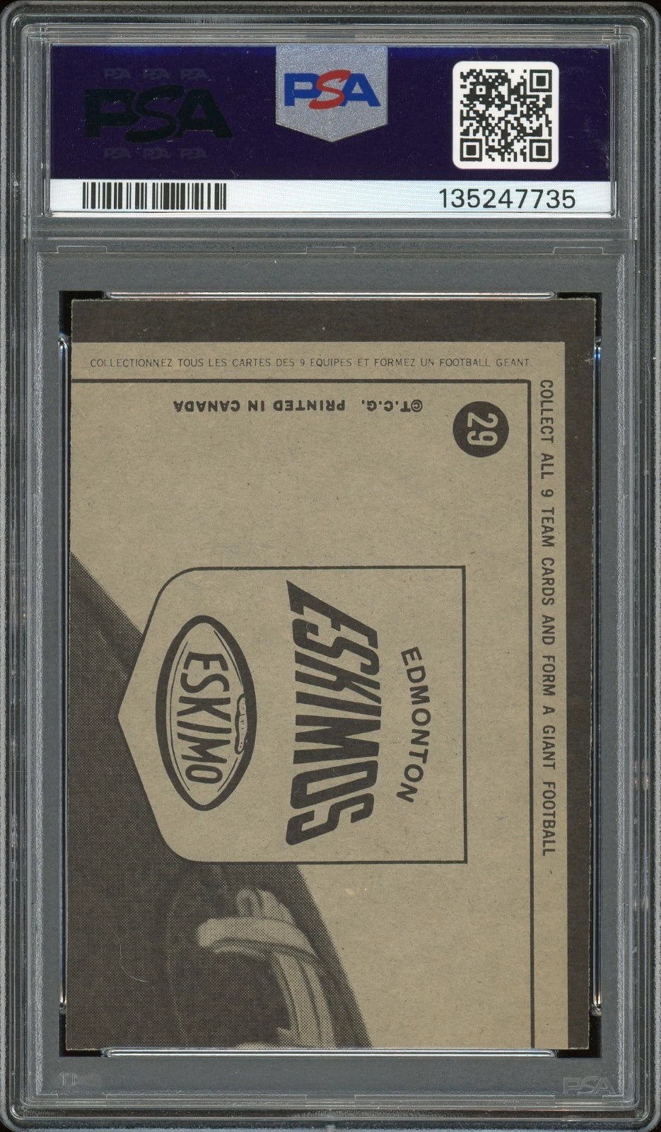 1964 Topps CFL #29 Edmonton Eskimos PSA 6 EX-MT