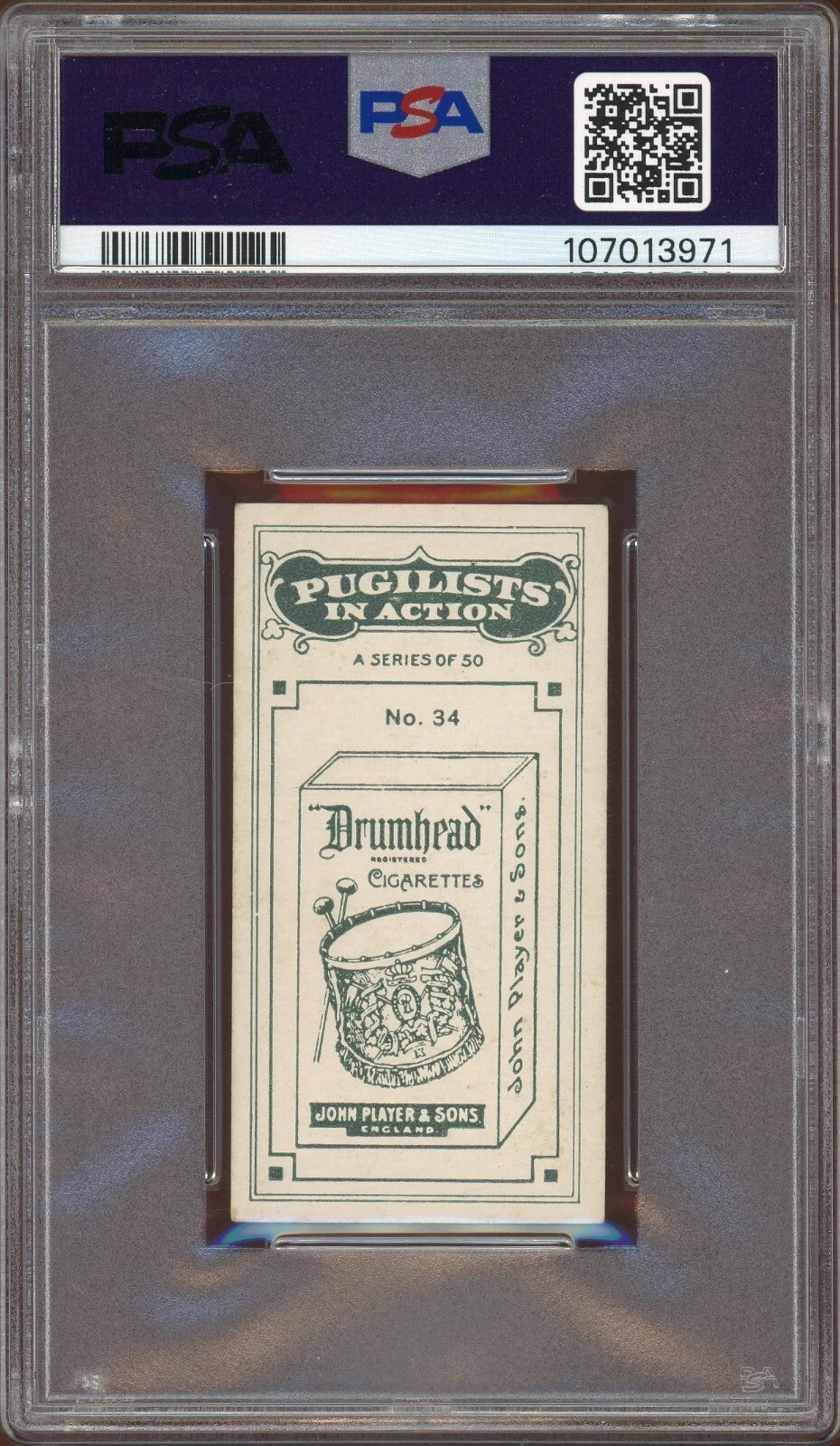 1928 John Player & Son #34 Ernie Rice Pugilists in Action PSA 4 VG-EX
