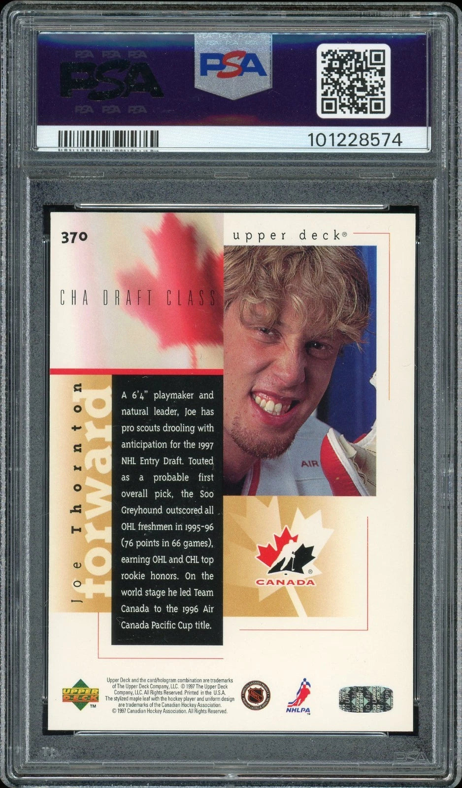 1996 Upper Deck #370 Joe Thornton PSA 8 NM-MT