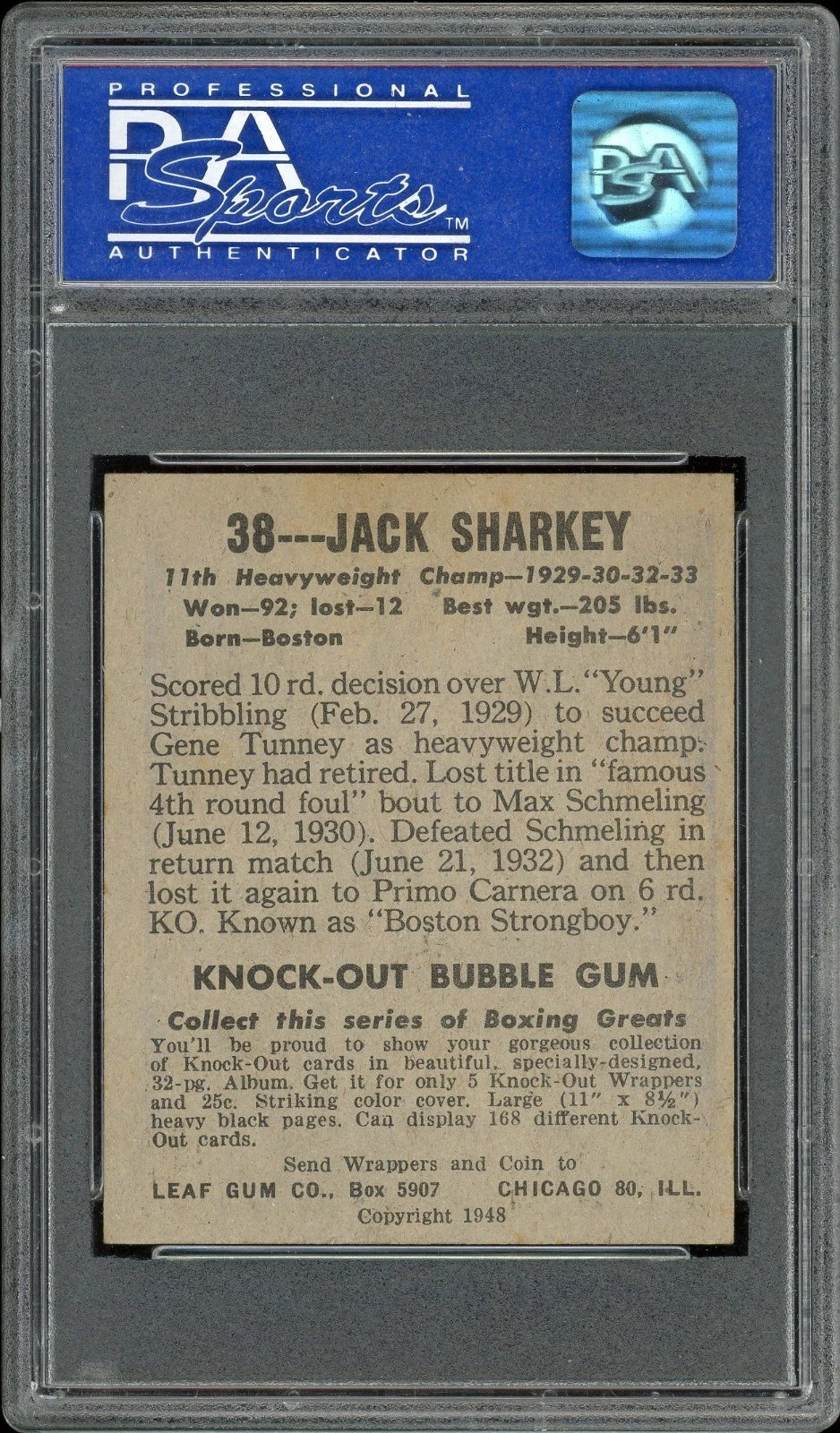 1948 Leaf #38 Jack Sharkey PSA 7 NM
