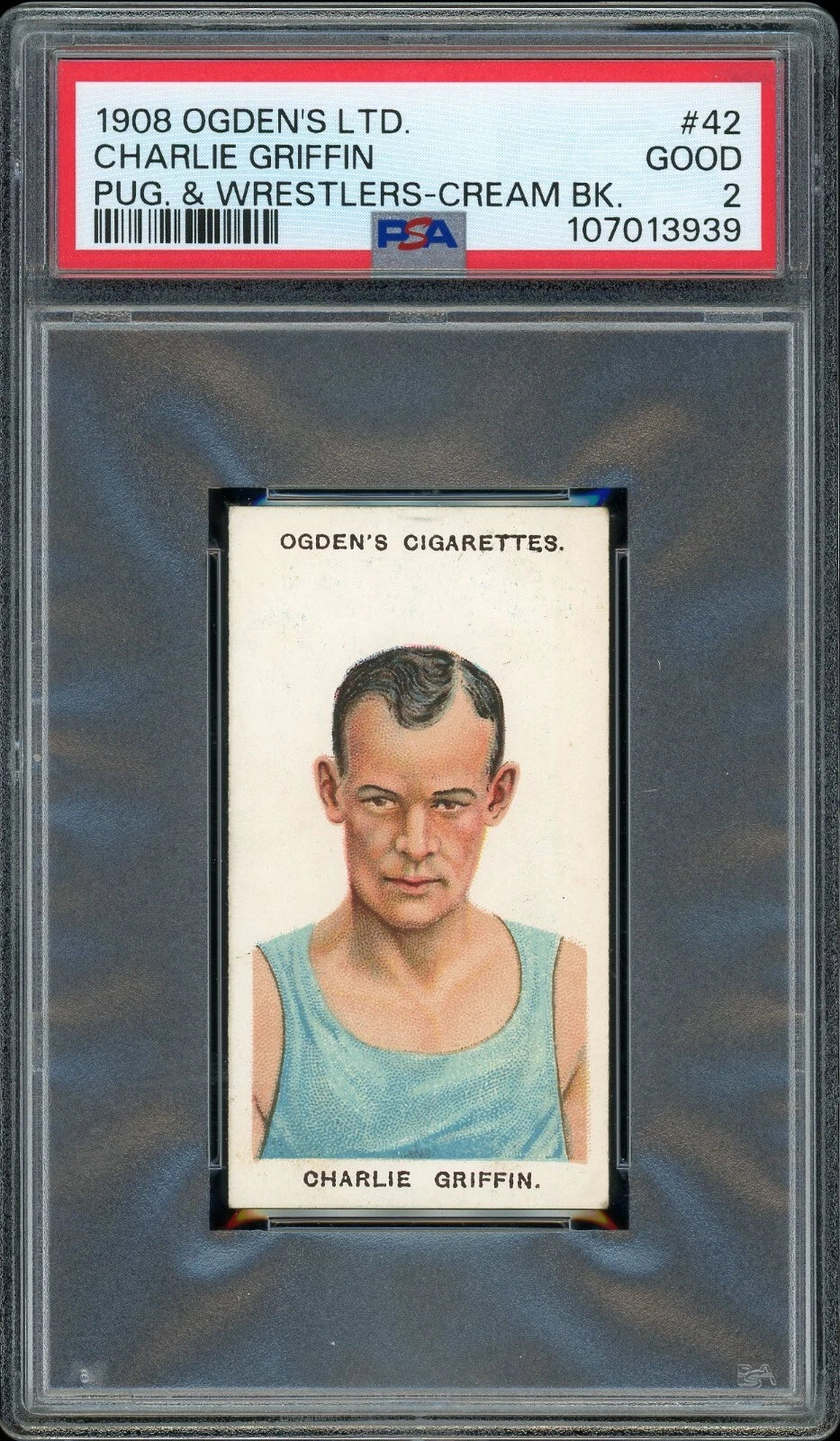 1908 Ogden's LTD #42 Charlie Griffin Pugilists & Wrestlers Cream Back PSA 2 GOOD