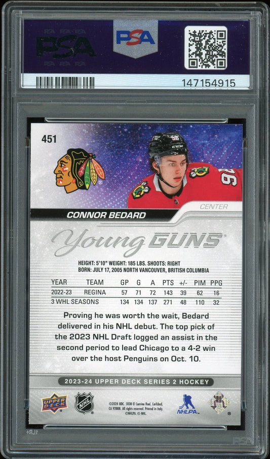 2023 Upper Deck #451 Connor Bedard PSA 10 GEM MT