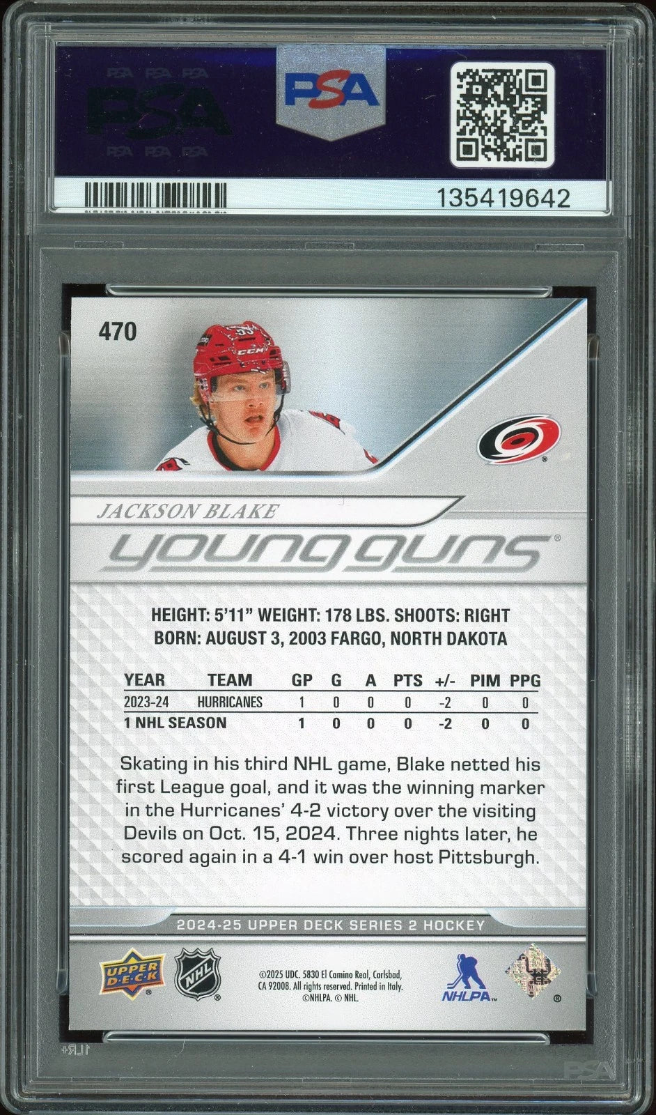 2024 Upper Deck #470 Jackson Blake PSA 8 NM-MT