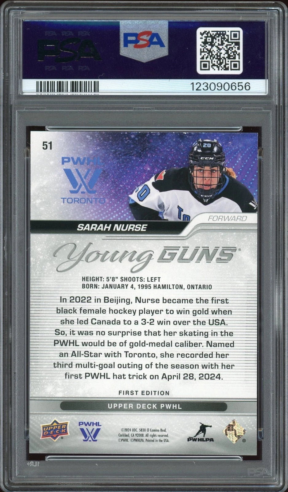 2024 UD PWHL #51 Sarah Nurse Outburst PSA 9