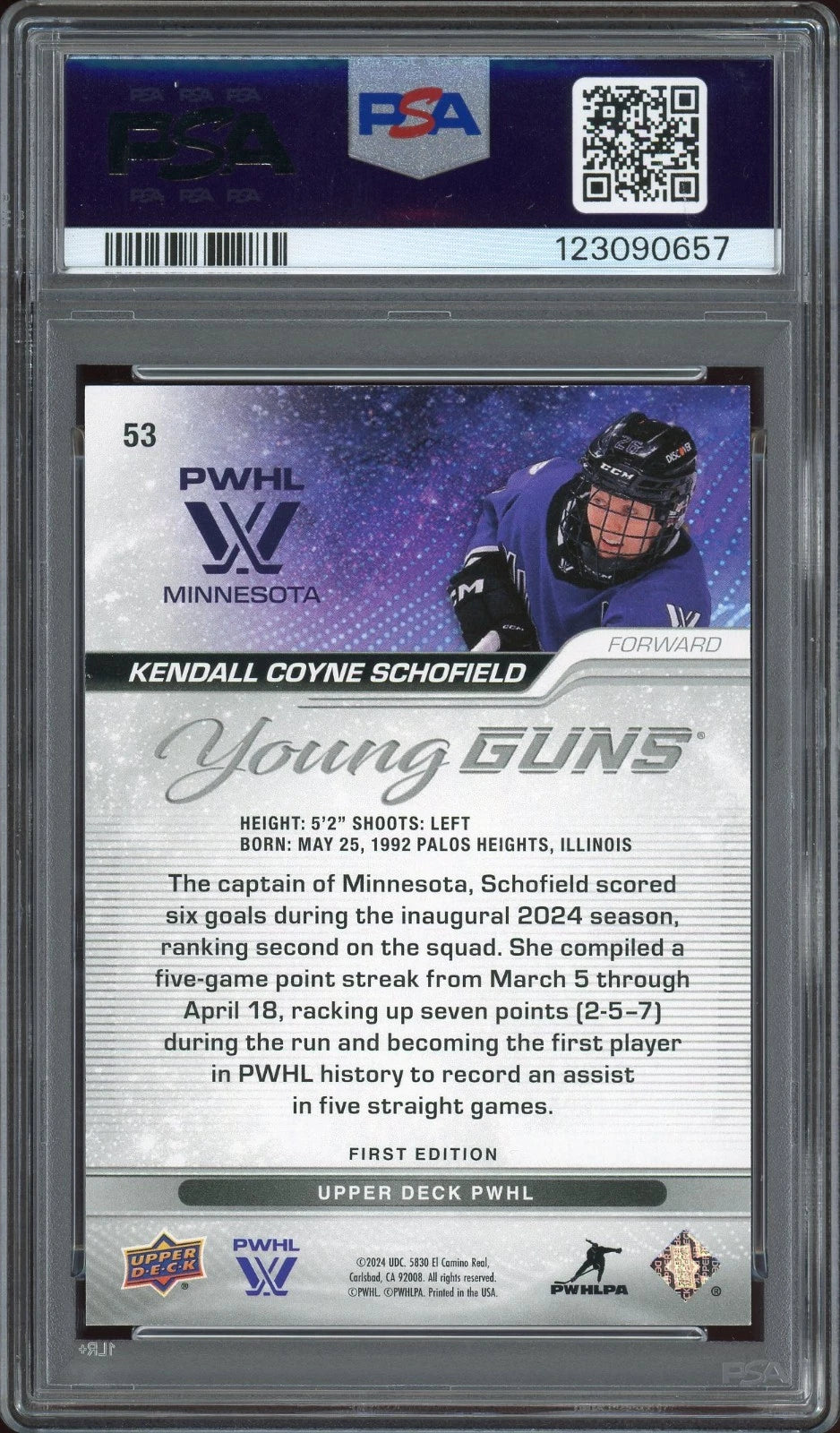 2024 UD PWHL #53 Kendall Coyne Schofield Outburst PSA 9 Mint
