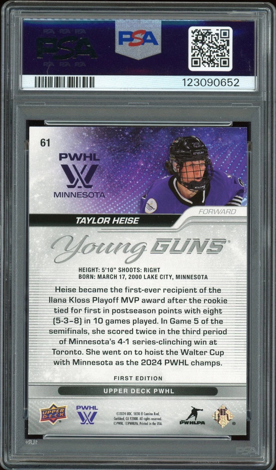 2024 UD PWHL #61 Taylor Heise PSA 9 Mint