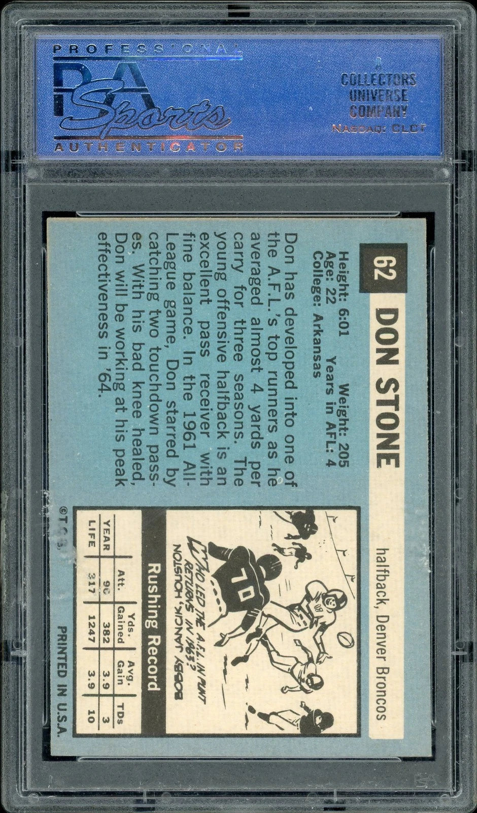 1964 Topps #62 Don Stone PSA 6 Ex-MT