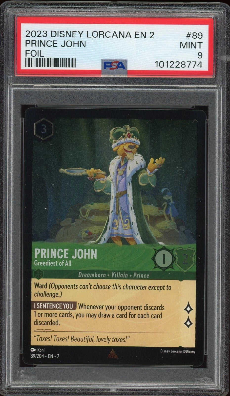 2023 EN 2 Rise of the Floodborn #89 Prince John Foil PSA 9 Mint