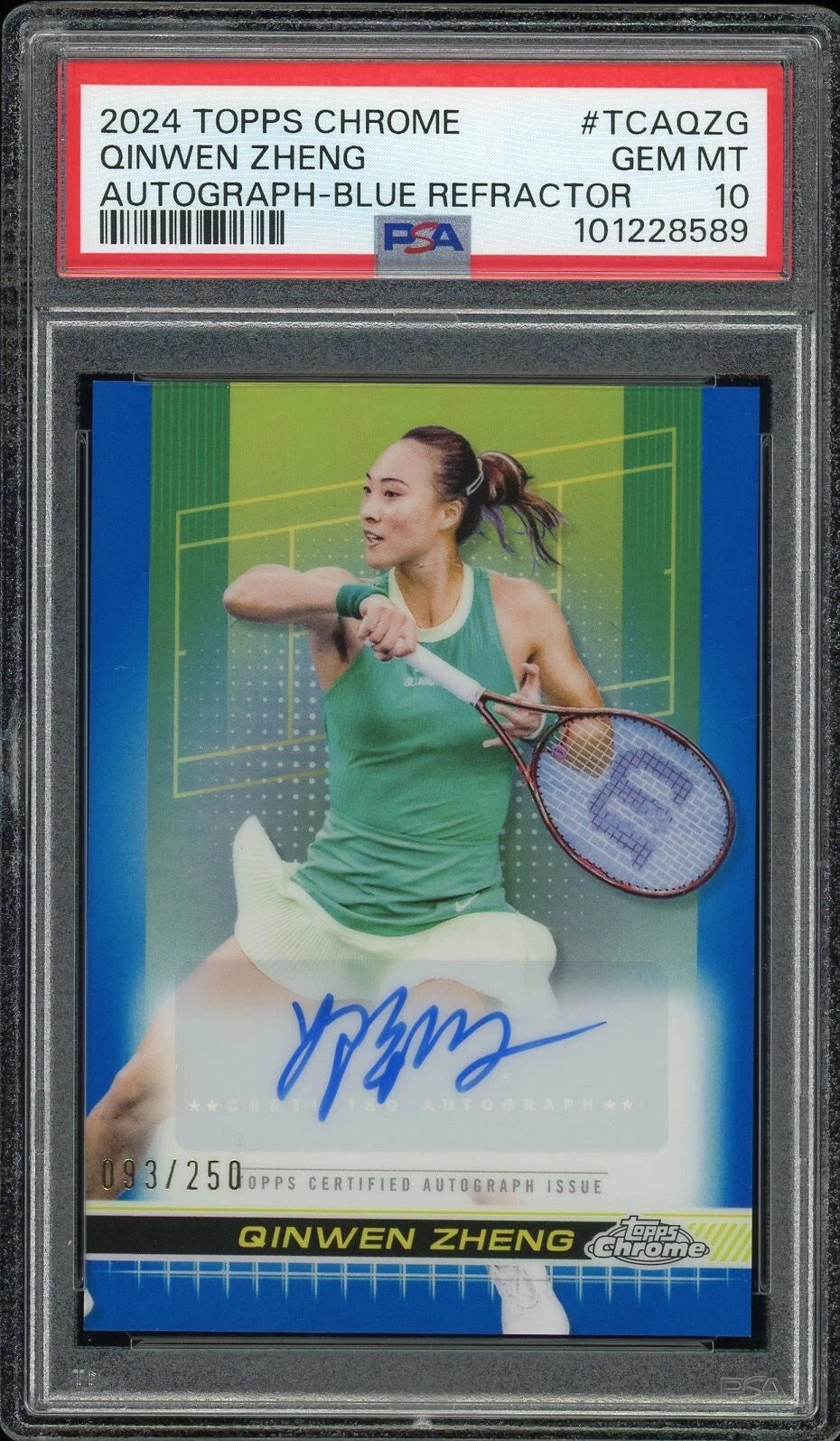 2024 Topps Chrome #TCAQZG Qinwen Zheng Autograph Blue Refractor PSA 10 GEM MT
