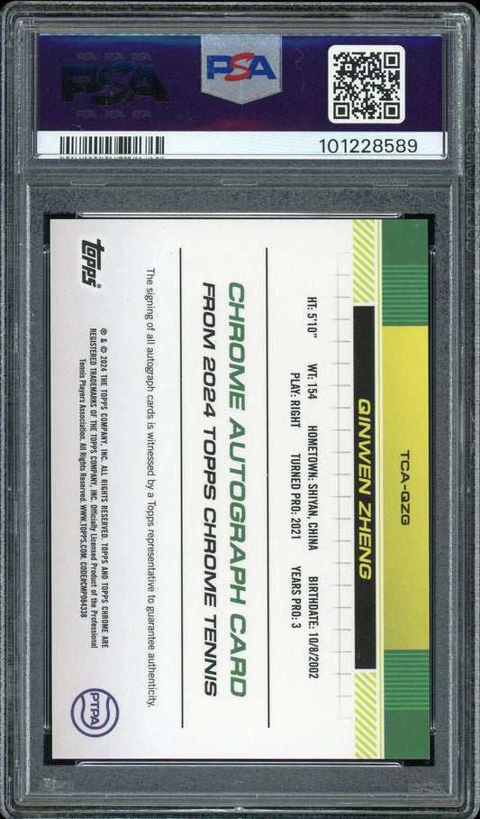 2024 Topps Chrome #TCAQZG Qinwen Zheng Autograph Blue Refractor PSA 10 GEM MT