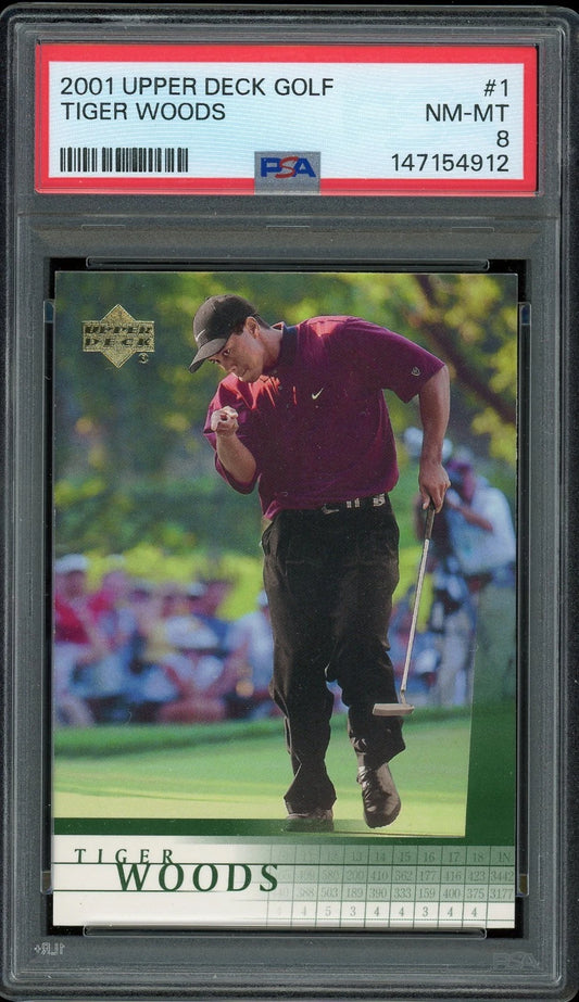 2001 Upper Deck Golf #1 Tiger Woods PSA 8 NM-MT