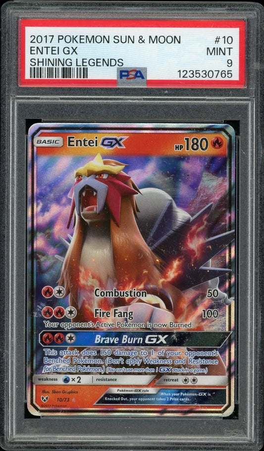 2017 Pokemon Sun & Moon Shining Legends #10 Entei GX PSA 9 Mint
