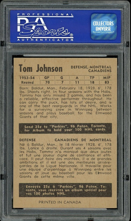 1954 Parkhurst #10 Tom Johnson PSA 5 EX