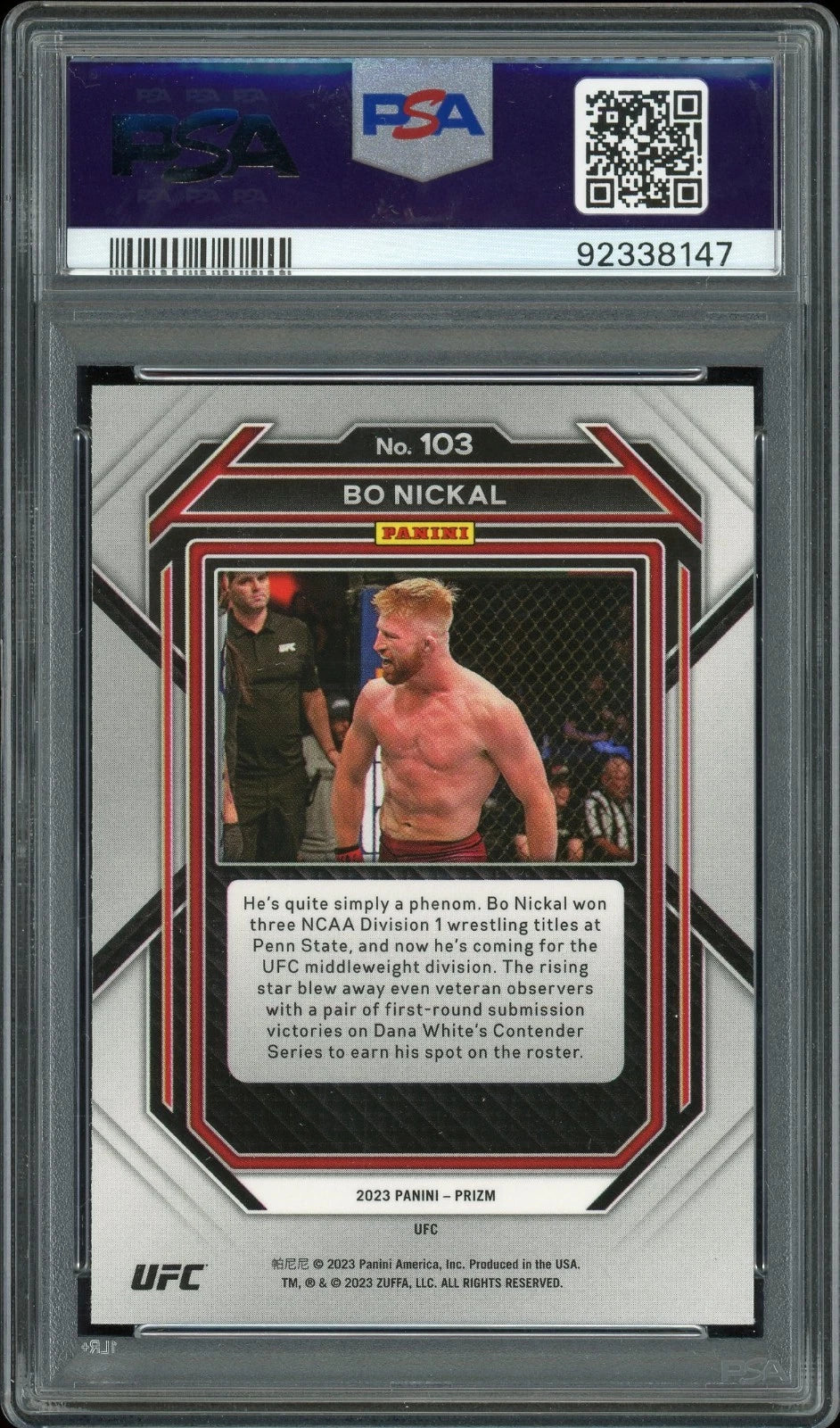 2023 Prizm UFC #103 Bo Nickal PSA 10 GEM MT