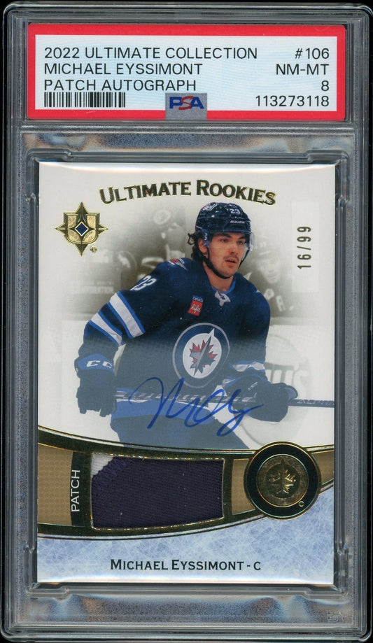 2022 Ultimate Collection #106 Michael Eyssimont Patch Autograph PSA 8 NM-MT