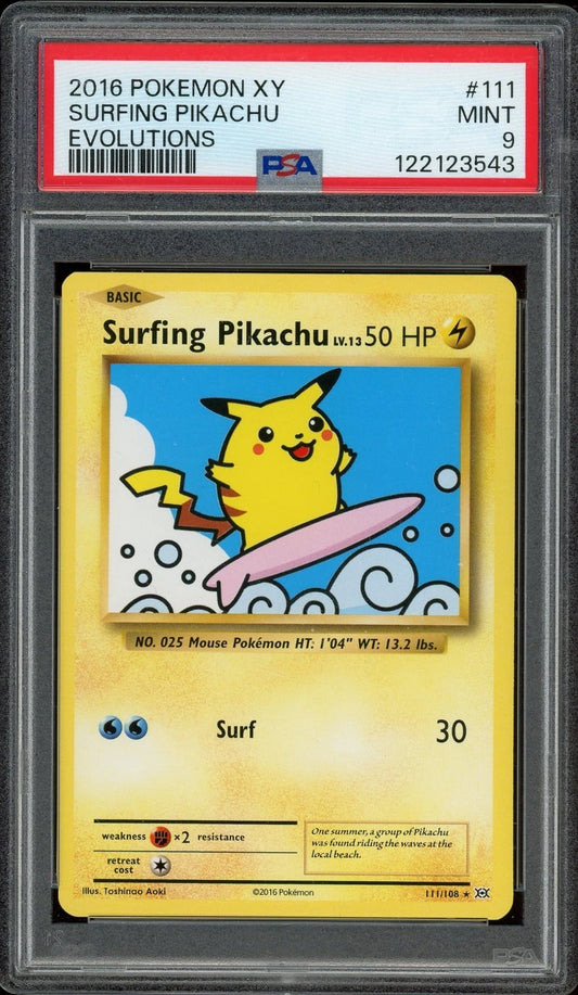 2016 Pokemon XY Evolutions #111 Surfing Pikachu PSA 9 Mint
