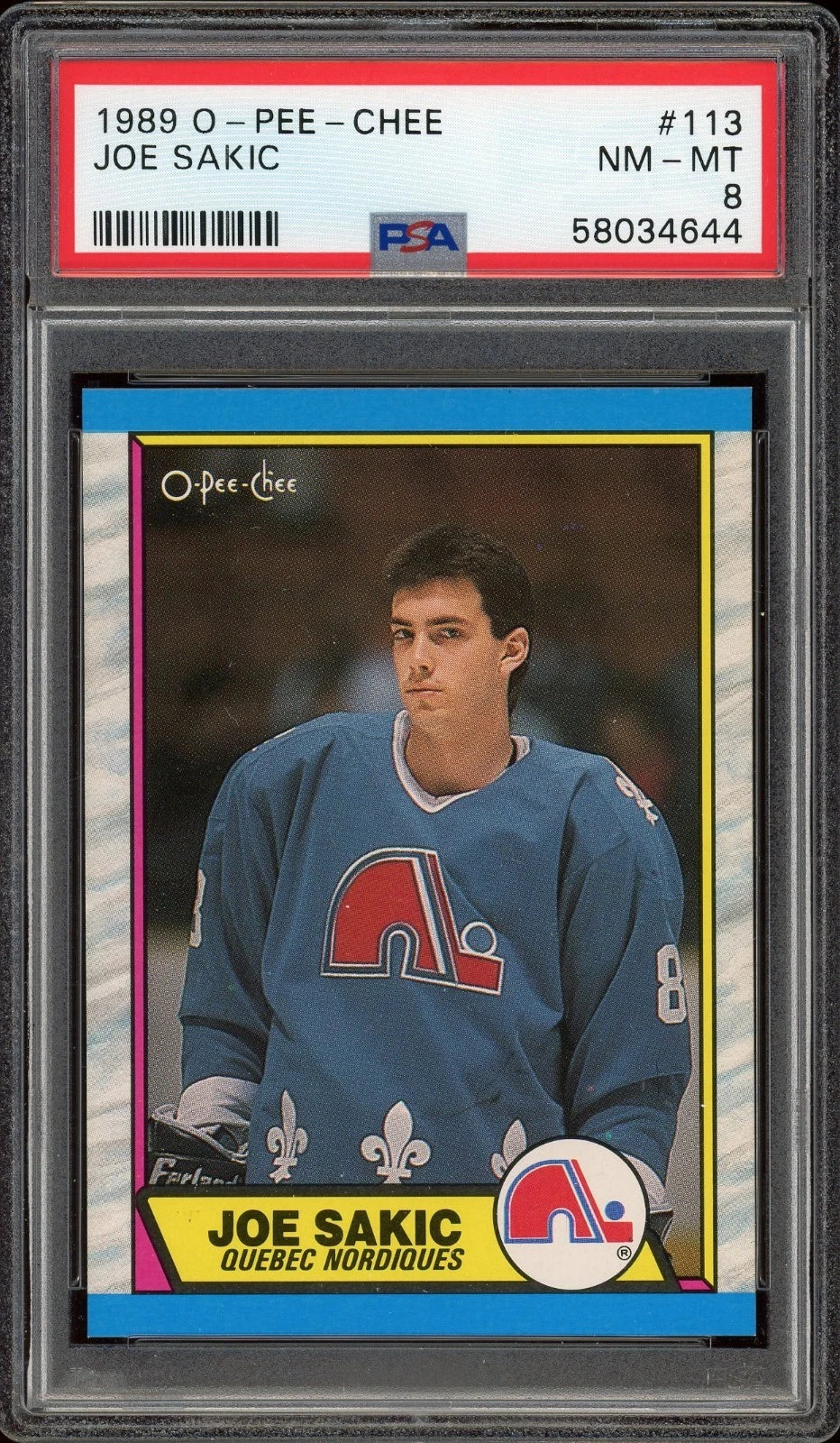 1989 O-Pee-Chee #113 Joe Sakic PSA 8 NM-MT