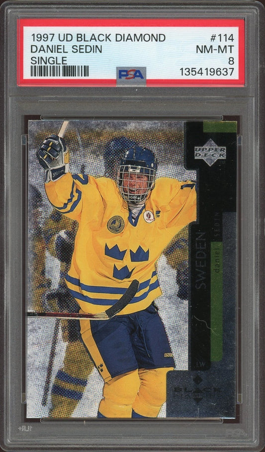 1997 UD Black Diamond #114 Daniel Sedin Single PSA 8 NM-MT