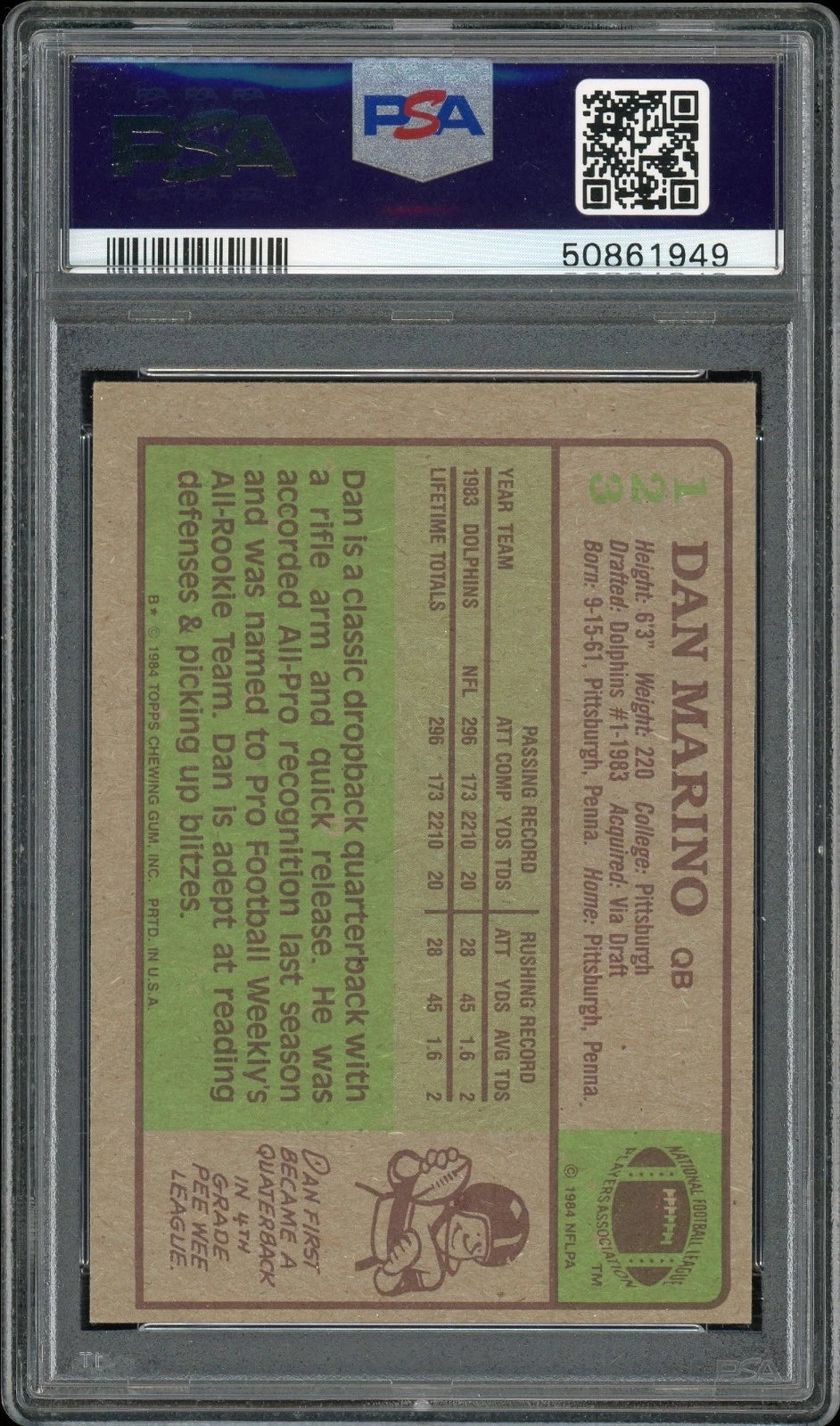 1984 Topps #123 Dan Marino PSA 6 EX-MT