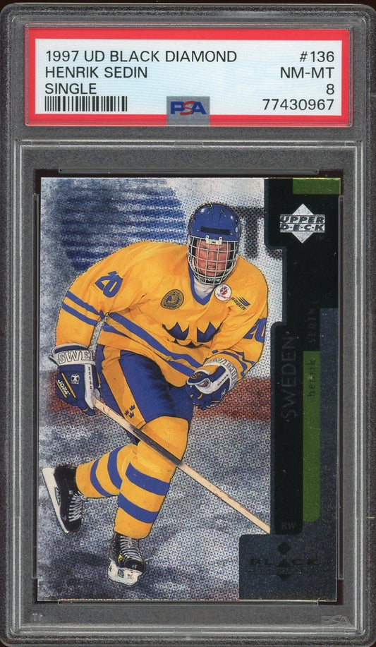 1997 UD Black Diamond #136 Henrik Sedin Single PSA 8