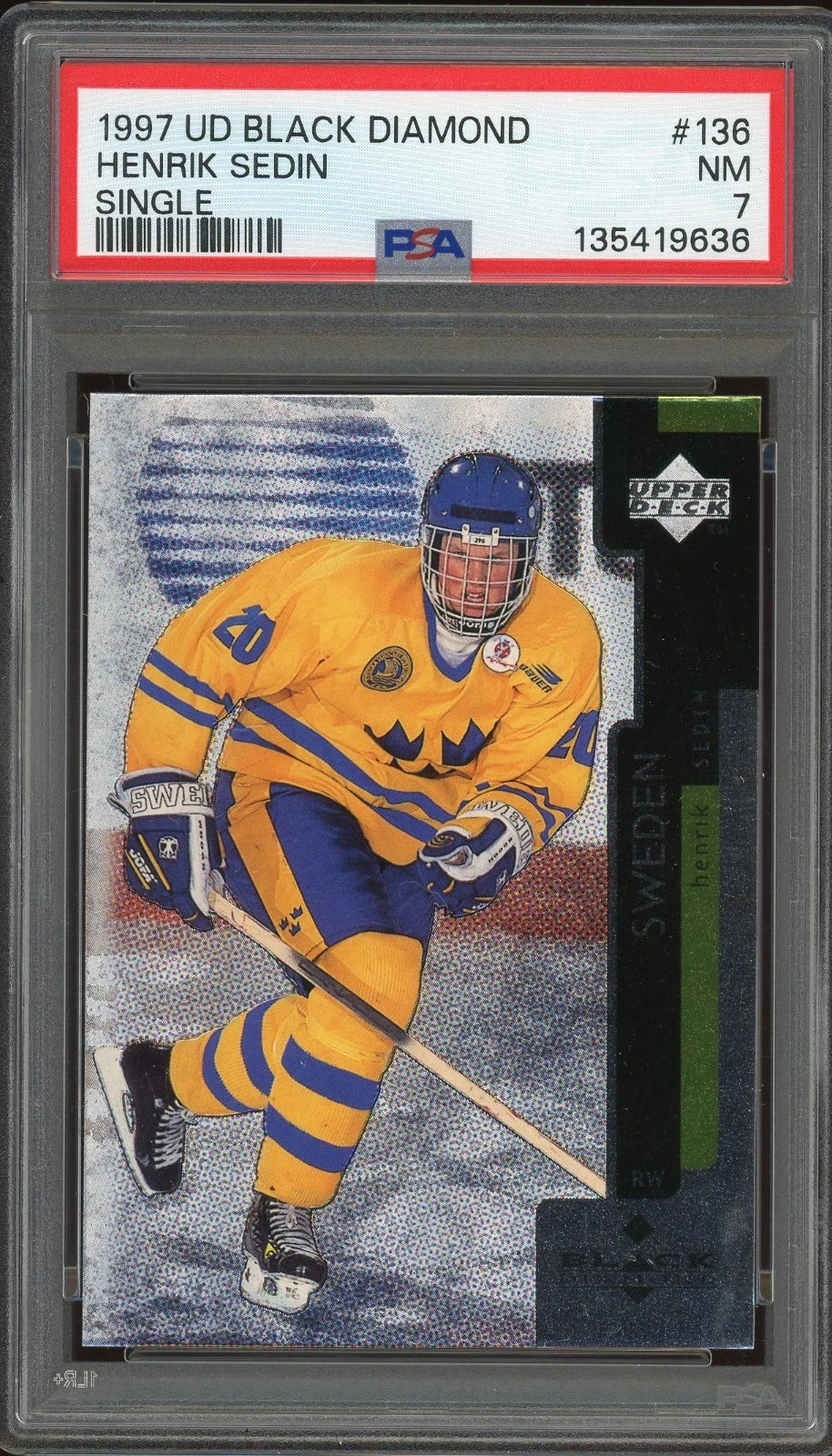 1997 UD Black Diamond #136 Henrik Sedin Single PSA 7