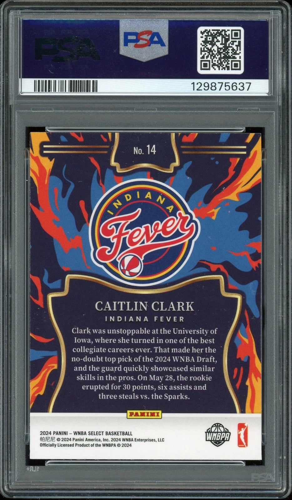 2024 Select WNBA #14 Caitlin Clark En Fuego PSA 10