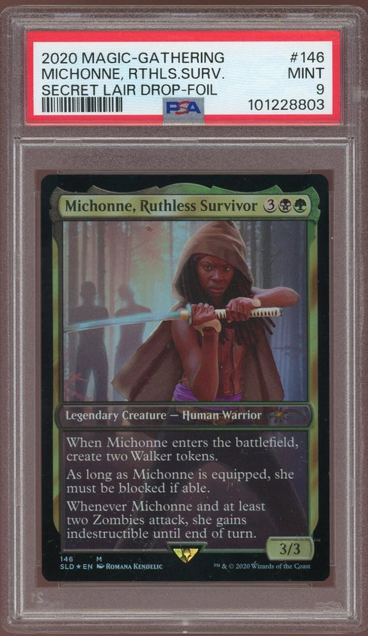 2020 Secret Lair Drop #146 Michonne, Ruthless Survivor Foil PSA 9 Mint