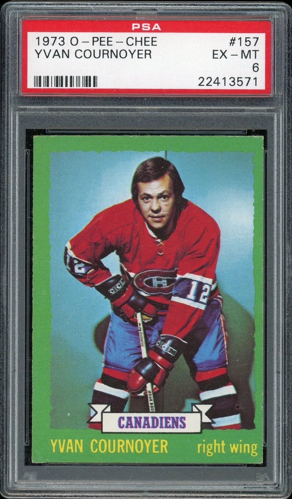 1973 O-Pee-Chee #157 Yvan Cournoyer PSA 6 EX-MT